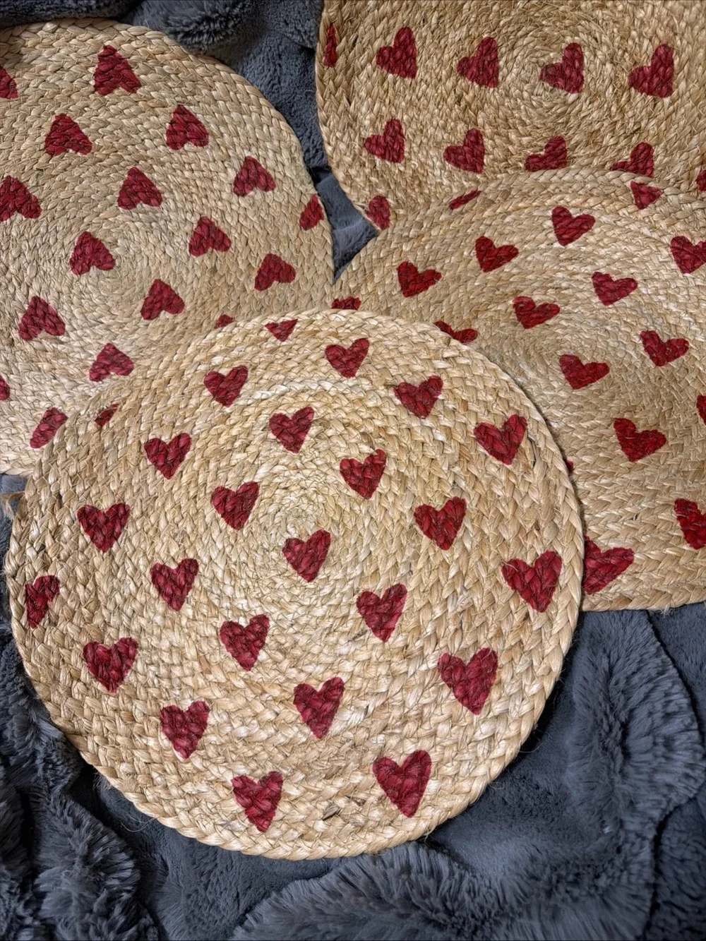 4 Heart Sweet Braided Placemat Cotton 15